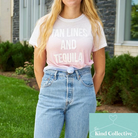 Express "Tan Lines and Tequila" Ombre T-shirt - Picture 1 of 2